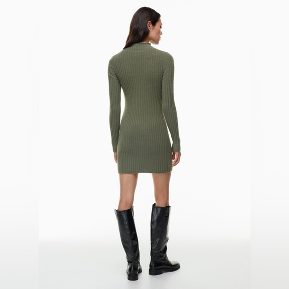 Wilfred Free Hush Knit Mini Ribbed Sweater Dress - Sage Green - Size M Aritzia - Picture 2 of 8
